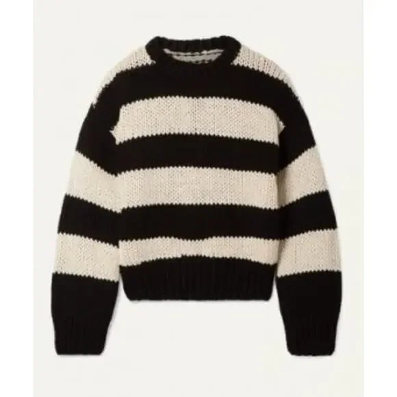 RtA S Griffith black & white striped chunky knit sweater